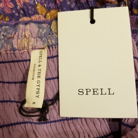 NWT Spell Juniper Shirred Strappy Dress Violet - Picture 4 of 4